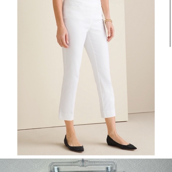 Chicos So Slimming 1.5 Brigette Crop Stretchy White Pants Pull On Elastic Waist - Picture 6 of 7